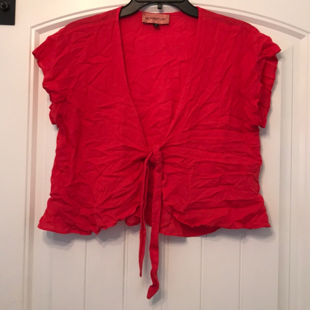 Adrift tie top in poppy red